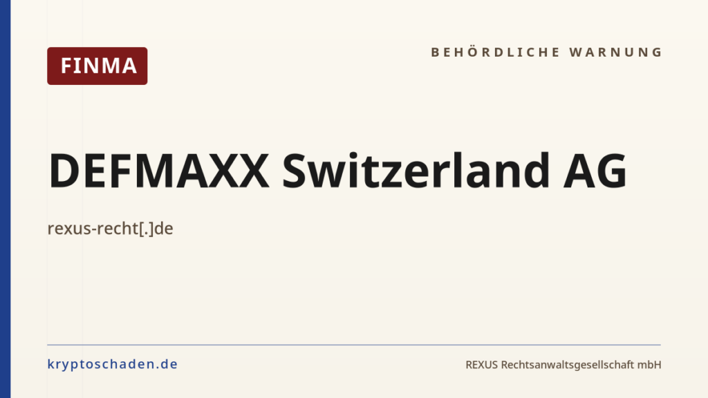 DEFMAXX Switzerland AG – FINMA-Hinweis