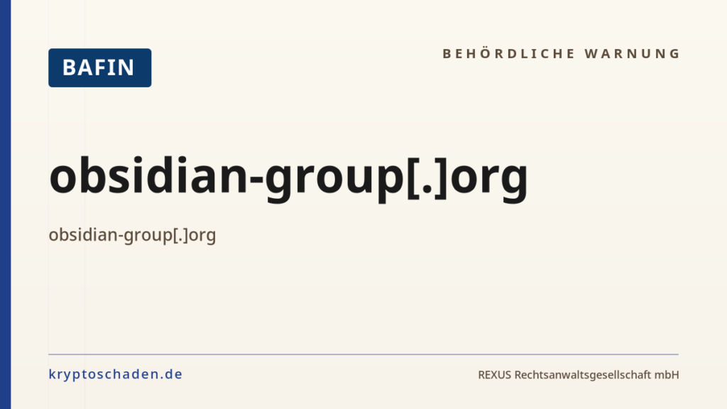 obsidian-group[.]org – BaFin-Hinweis