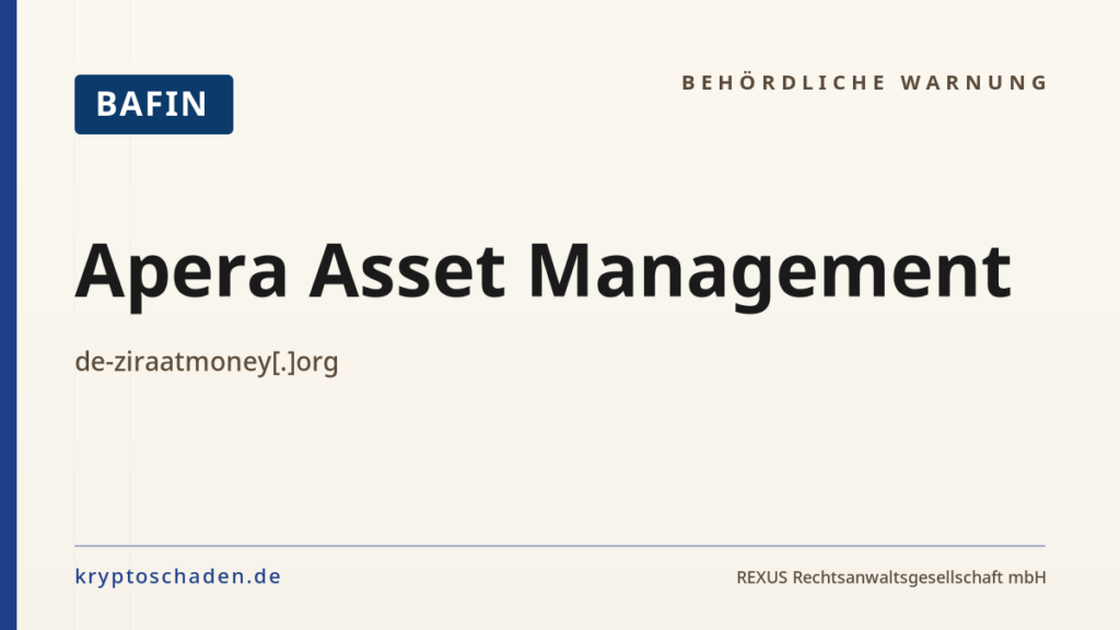 Apera Asset Management – BaFin-Hinweis