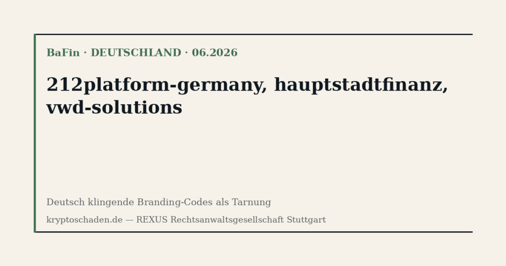 212platform-germany, hauptstadtfinanz, vwd-solutions — BaFin