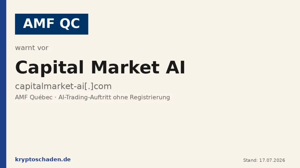 Capital Market AI Warnung – AMF-Québec Investorenwarnung Beitragsbild