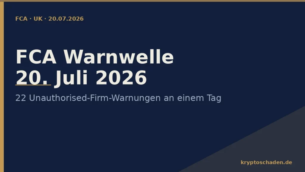 FCA Warnwelle 20 Juli 2026 - Cover kryptoschaden.de