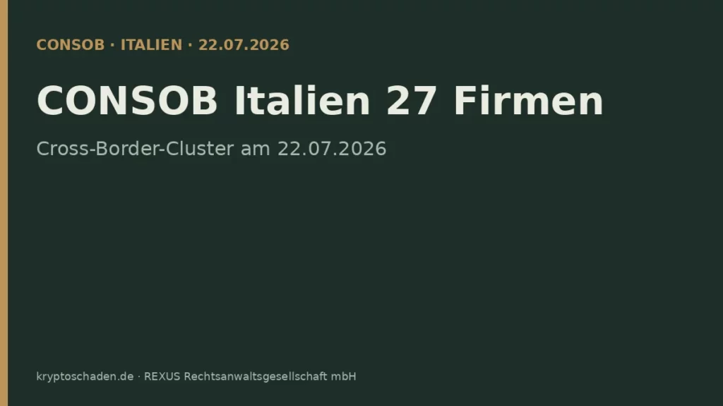 CONSOB Italien Warnung 22 Juli 2026 27 Firmen