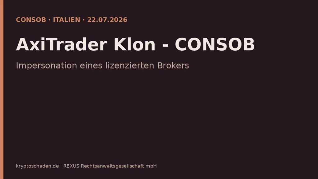 AxiTrader Klon CONSOB Warnung 22 Juli 2026