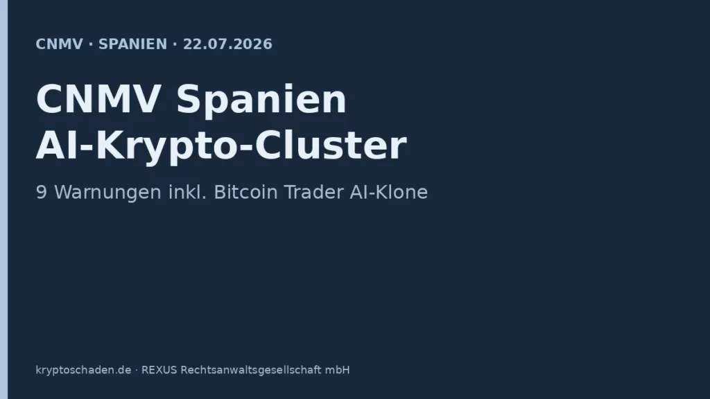 CNMV Spanien AI Krypto Cluster 22 Juli 2026