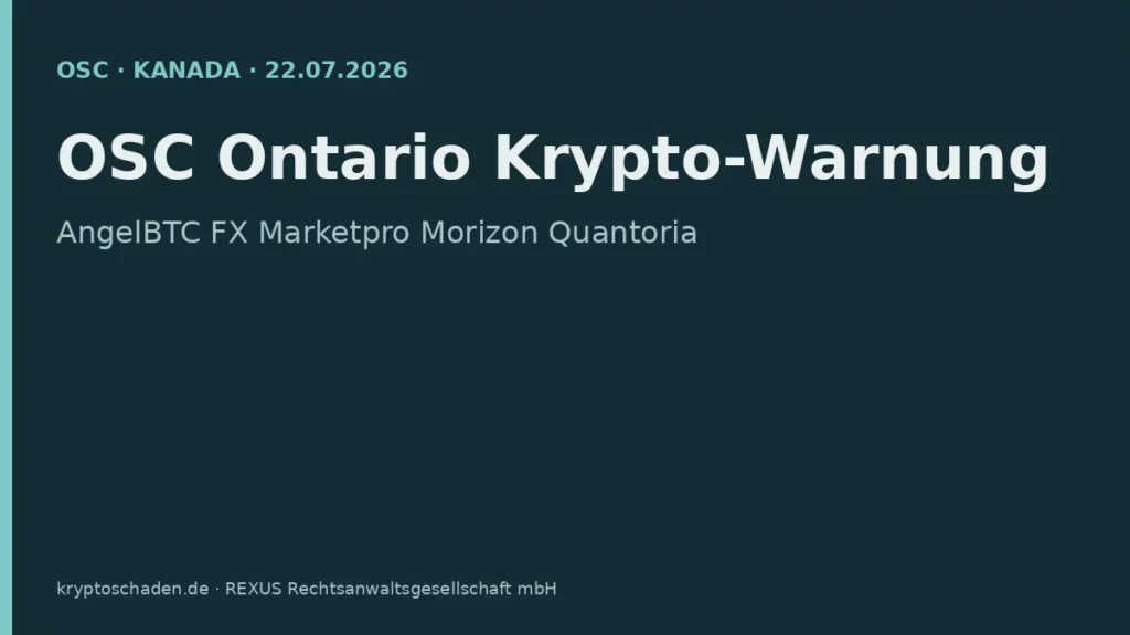 OSC Ontario Krypto Warnung Kanada 22 Juli 2026