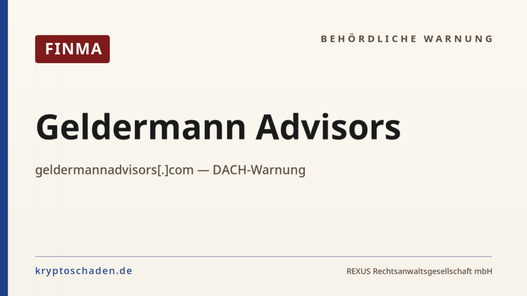 Geldermann Advisors Warnung der FINMA — Cover kryptoschaden.de