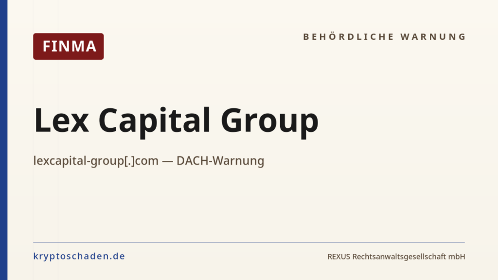 Lex Capital Warnung der FINMA — Cover kryptoschaden.de