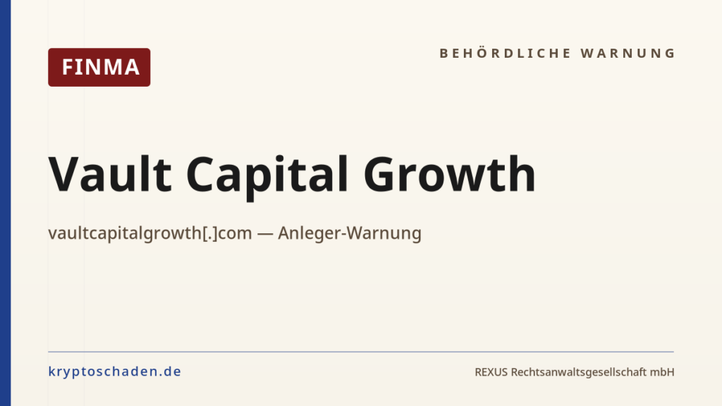 Vault Capital Warnung der FINMA — Cover kryptoschaden.de