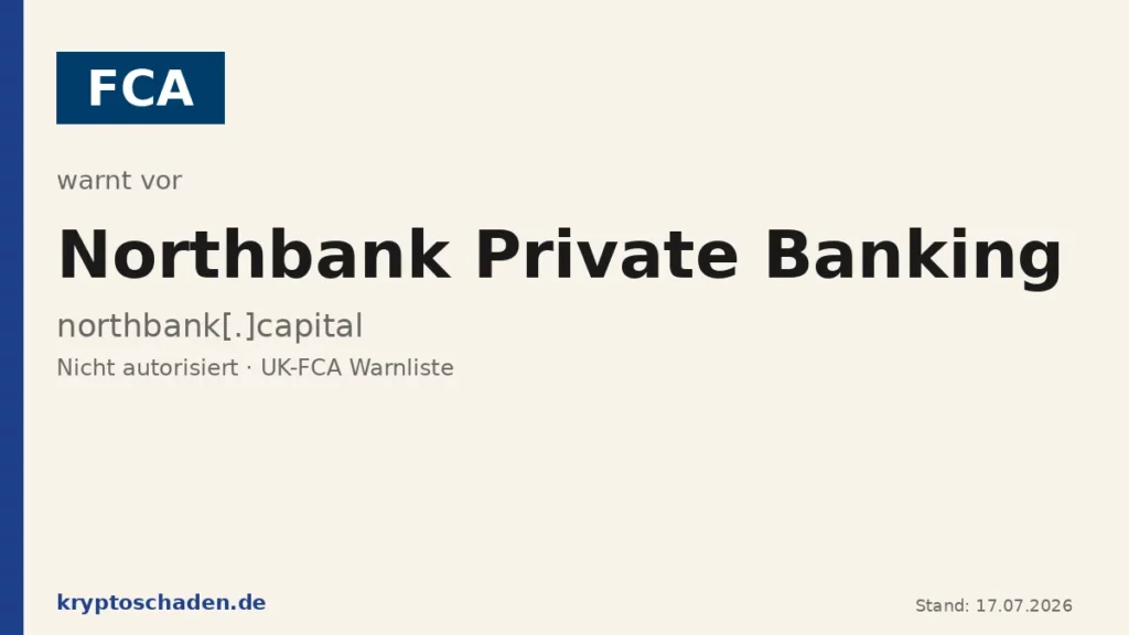 Northbank Private Banking Warnung – FCA-Warnliste Beitragsbild