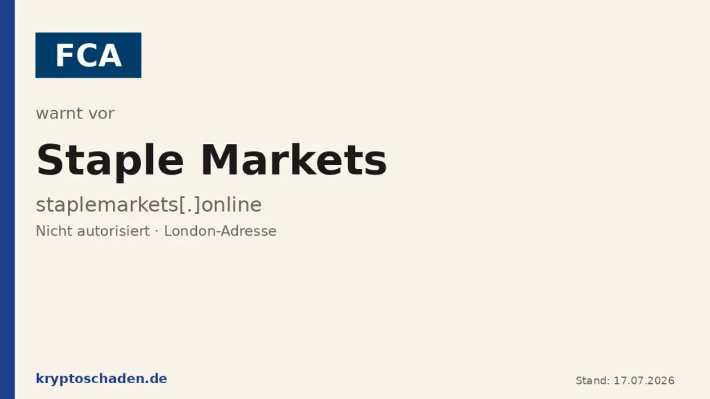 Staple Markets Warnung – FCA-Warnliste Beitragsbild