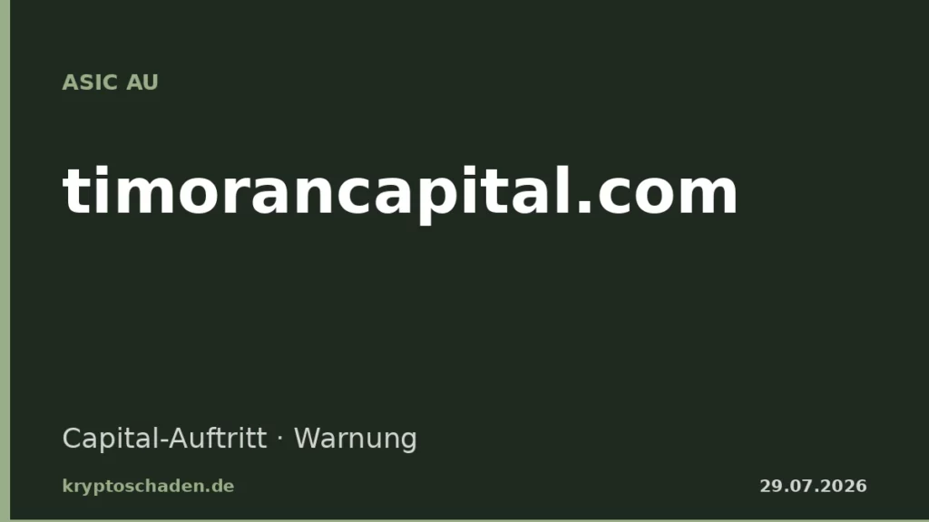 timorancapital.com ASIC Warnung Capital-Auftritt