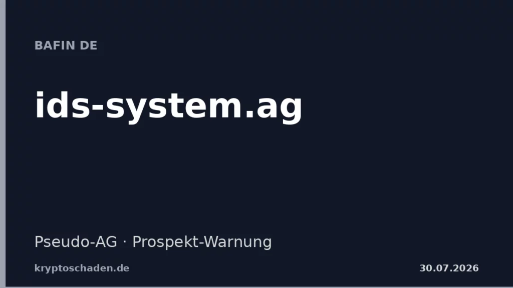 ids-system.ag BaFin Warnung Namensaktien Prospekt