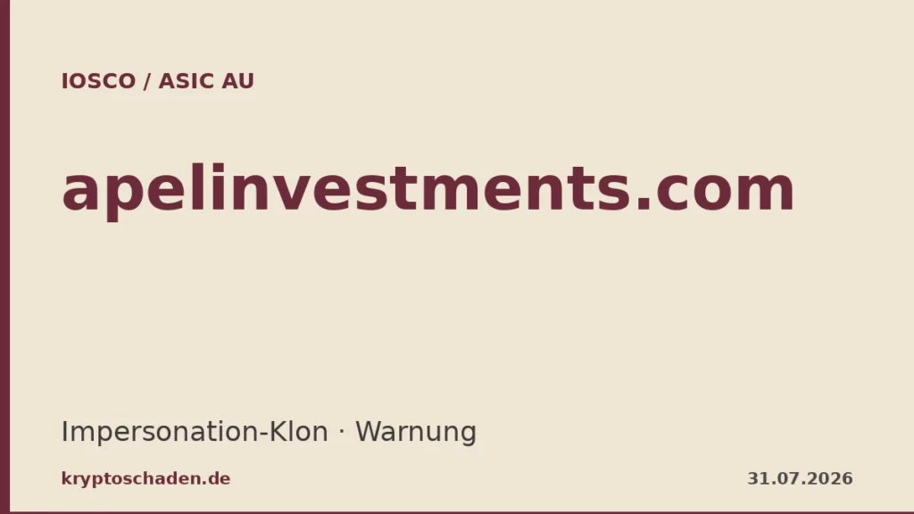 apelinvestments.com ASIC Warnung Impersonation