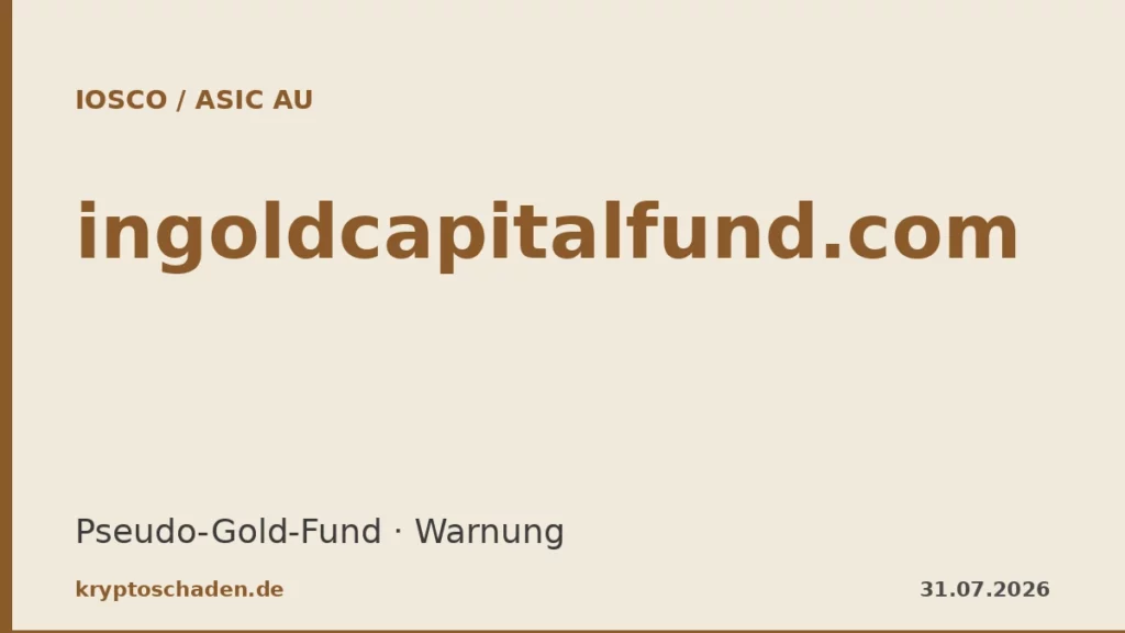 ingoldcapitalfund.com ASIC Warnung Gold-Fund Impersonation