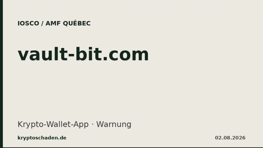 vault-bit.com AMF Quebec Warnung Krypto-Wallet-App