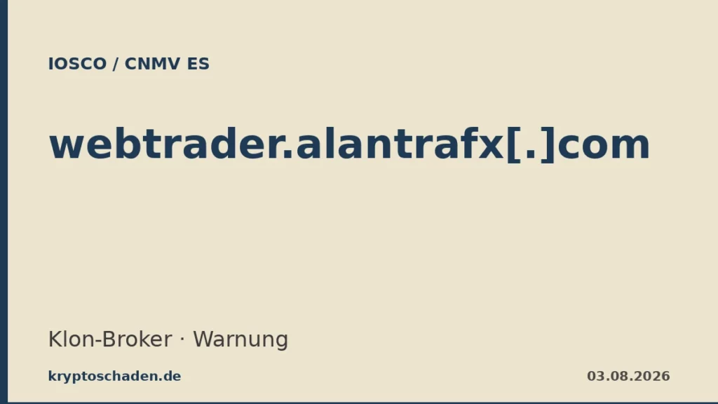 webtrader.alantrafx.com CNMV Warnung Klon Broker-Impersonation