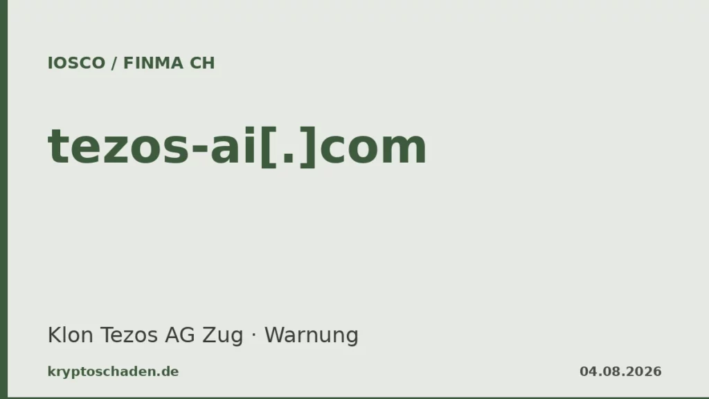 tezos-ai.com FINMA Warnung Klon Tezos AG Zug Krypto-App