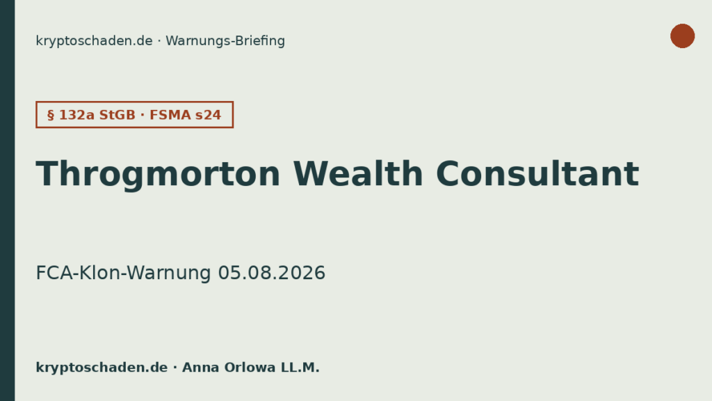 Throgmorton Wealth Consultant FCA Klon Warnung 05.08.2026