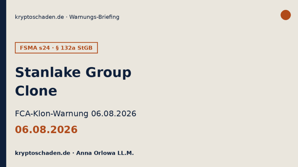 Stanlake Group FCA Klon Warnung 06.08.2026