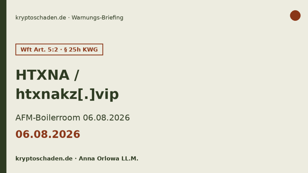 HTXNA htxnakz vip AFM Boiler Room Warnung 06.08.2026