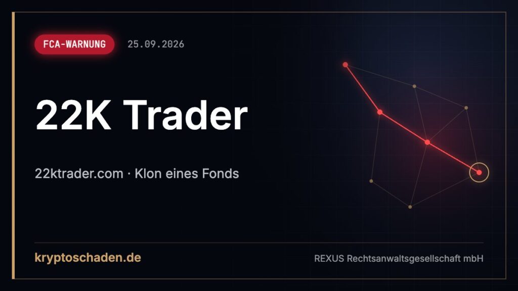 22ktrader.com: Fake-Fonds laut FCA – Coins noch auffindbar?