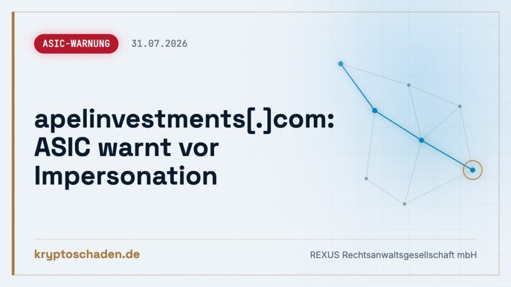 apelinvestments.com: ASIC meldet Fake-Auftritt – Anlage weg?