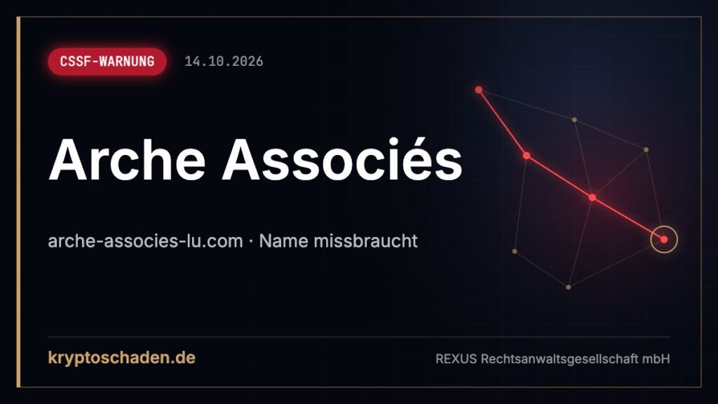 Arche Associés (arche-associes-lu.com): CSSF-Warnung vom 14.10.2026 – Identitätsdiebstahl