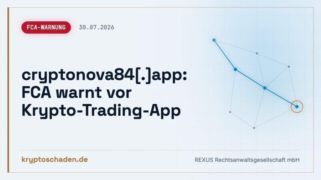 CryptoNova84: Krypto per App investiert? FCA warnt
