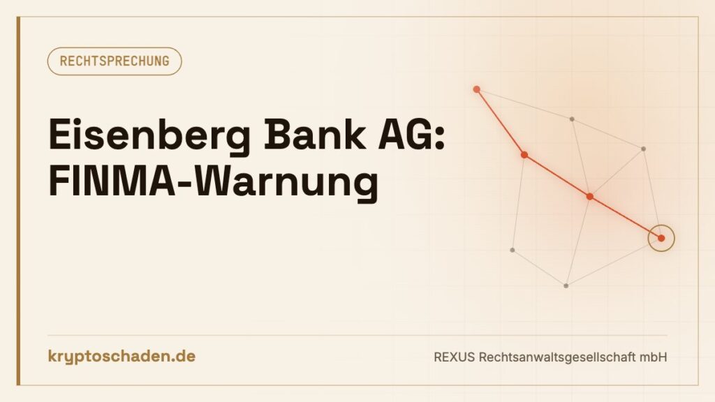 Eisenberg Bank AG: Geld eingezahlt? Was die FINMA sagt