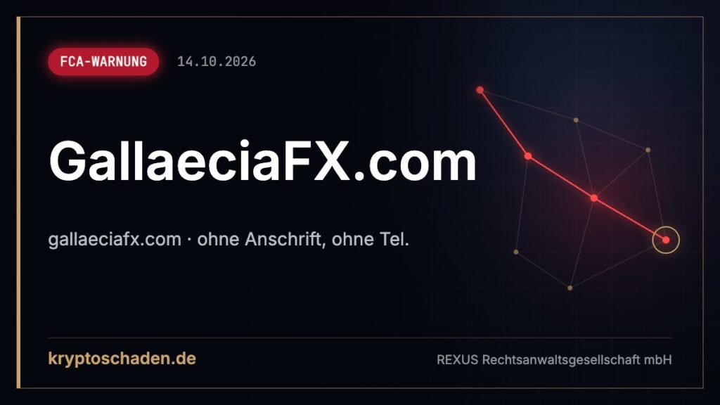 GallaeciaFX.com: FCA warnt ausdrücklich vor Betrug – Bank?