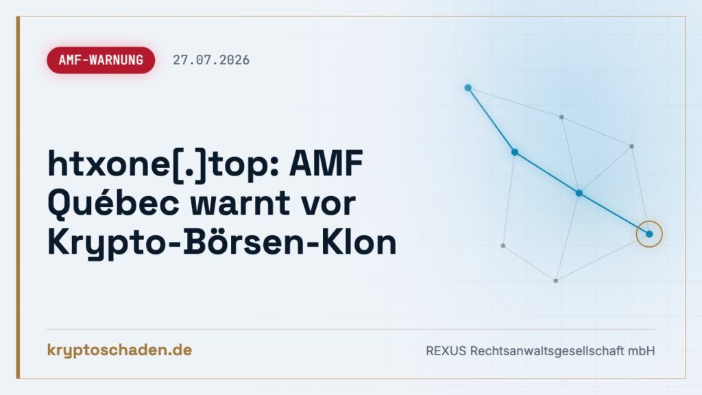 htxone.top: AMF Québec warnt – Krypto-Einzahlung zurück?