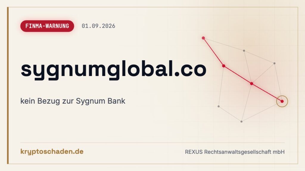 sygnumglobal.co: Fake-Website laut FINMA – Zahlung zurück?