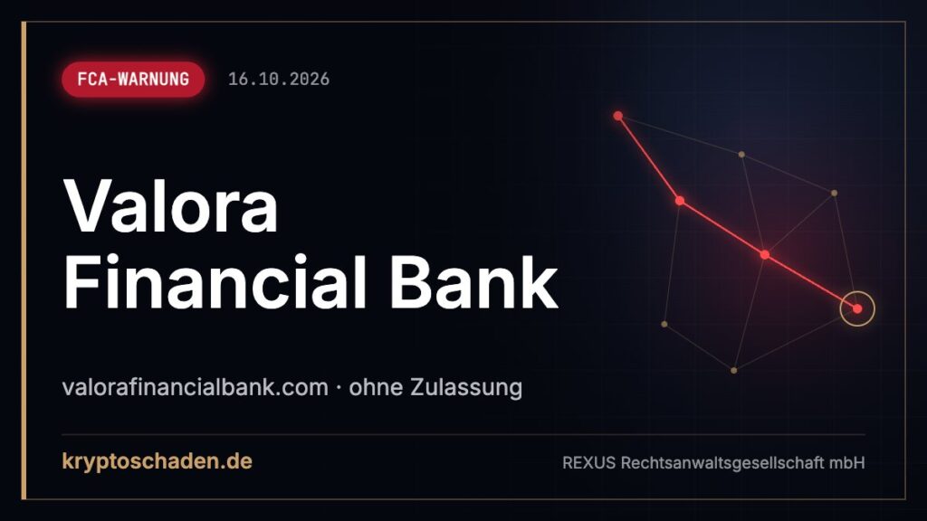 Valora Financial Bank: Ein Bankname ist keine Zulassung